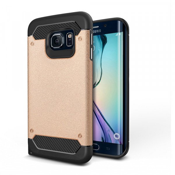 Wholesale Samsung Galaxy S6 Edge Iron Armor Hybrid Case (Champagne Gold)